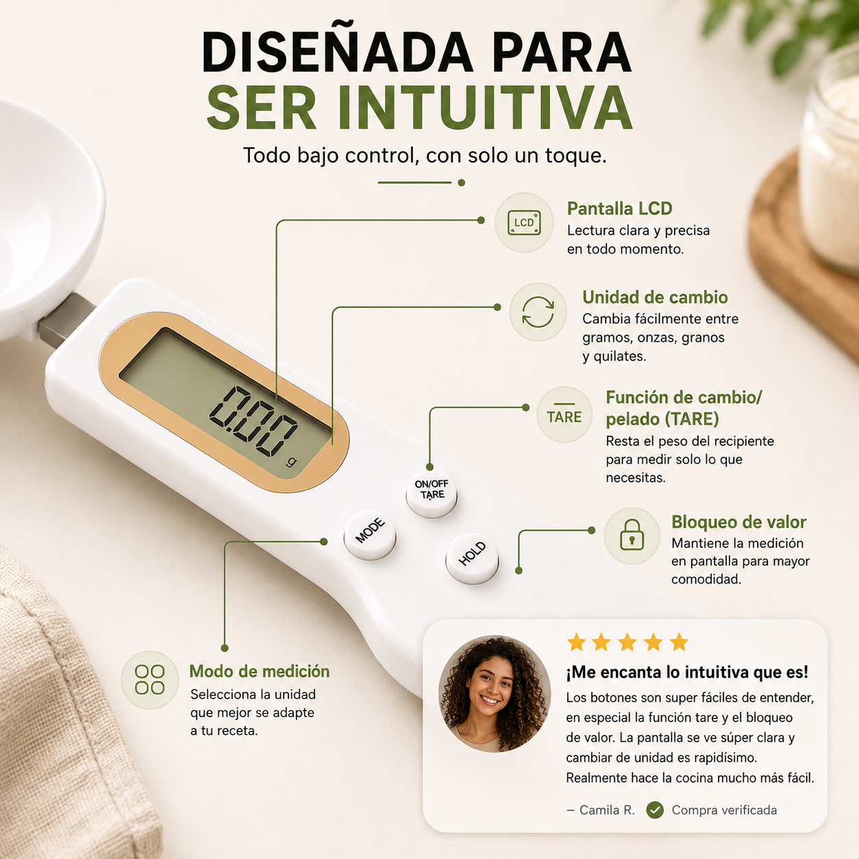 Cuchara Digital Medidora para Pesar Comida